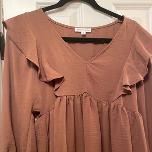 Newbury Kustom Terracotta Ruffle Top